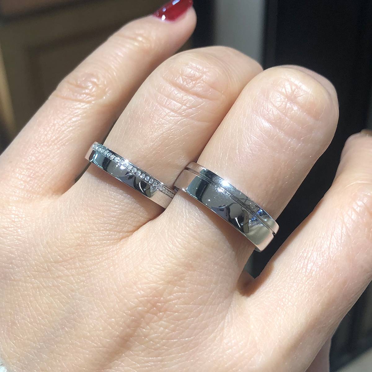 Couple Ring S925 Silver Plated Platinum Customized Selection Moissanite 0.18ct